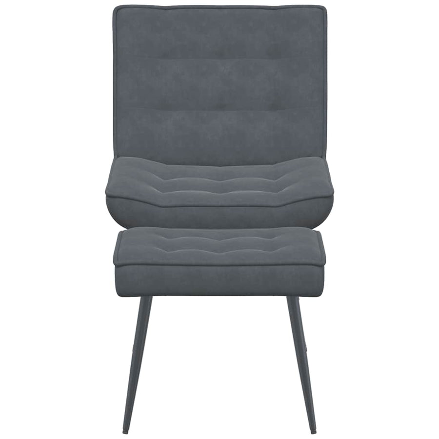 Relaxing Chair with Stool Dark Grey Velvet