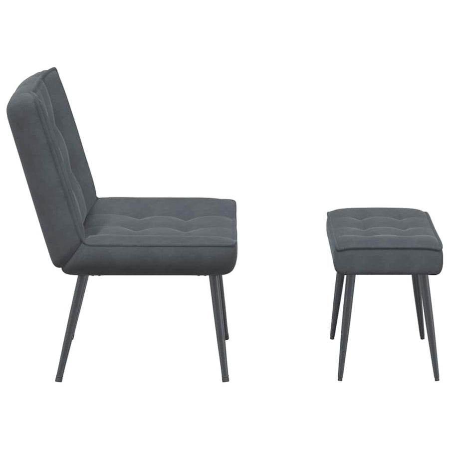 Relaxing Chair with Stool Dark Grey Velvet