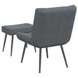 Relaxing Chair with Stool Dark Grey Velvet - Close-Up Angle