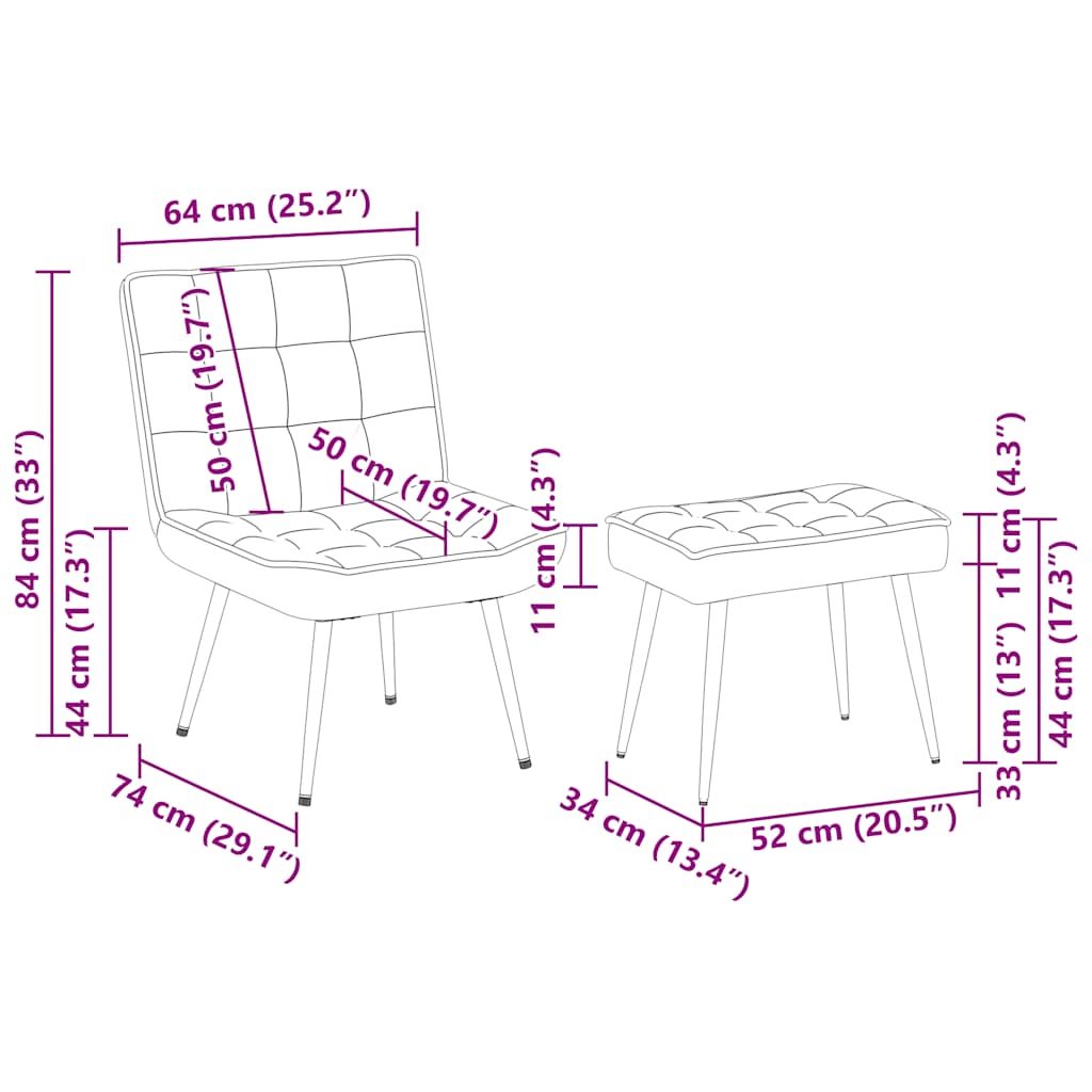 Relaxing Chair with Stool Dark Grey Velvet