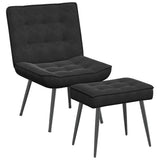 Relaxing Chair with Stool Black Velvet