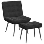 Relaxing Chair with Stool Black Velvet