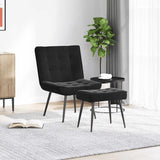 Relaxing Chair with Stool Black Velvet - Side View