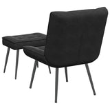 Relaxing Chair with Stool Black Velvet - Low Angle