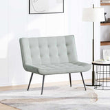 Bench Light Grey 110x74x84 cm Velvet - Side View