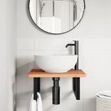 Basin Shelf Wall Mounted Steel and Solid Wood Beech - Side View