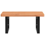 Basin Shelf Wall Mounted Steel and Solid Wood Beech - Top-Down View