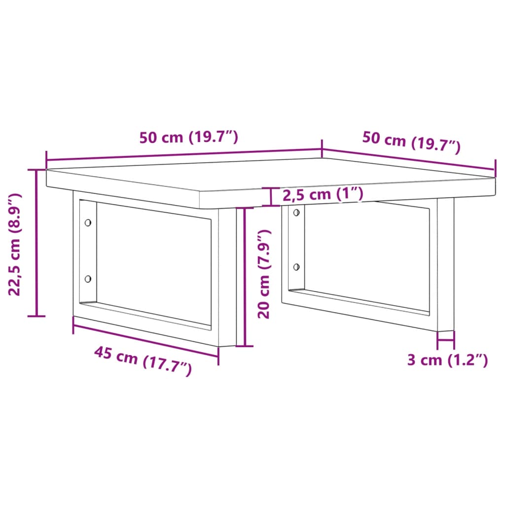 Basin Shelf Wall Mounted Steel and Solid Wood Beech