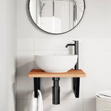 Basin Shelf Wall Mounted Steel and Solid Wood Beech - Side View
