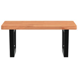 Basin Shelf Wall Mounted Steel and Solid Wood Beech - Top-Down View