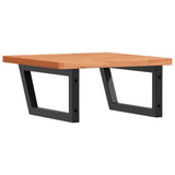 Basin Shelf Wall Mounted Steel and Solid Wood Beech - Rear View