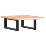 Basin Shelf Wall Mounted Steel and Solid Wood Oak - Front View