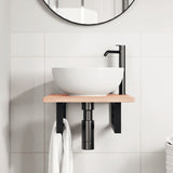 Basin Shelf Wall Mounted Steel and Solid Wood Oak - Side View
