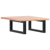 Basin Shelf Wall Mounted Steel and Solid Wood Oak - Rear View