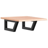 Basin Shelf Wall Mounted Steel and Solid Wood Oak - Front View