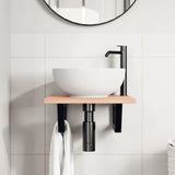 Basin Shelf Wall Mounted Steel and Solid Wood Oak - Side View