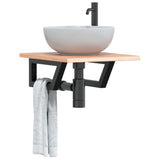 Basin Shelf Wall Mounted Steel and Solid Wood Oak