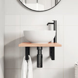 Basin Shelf Wall Mounted Steel and Solid Wood Oak - Side View