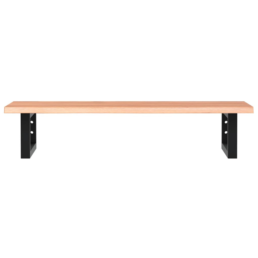 Basin Shelf Wall Mounted Steel and Solid Wood Oak