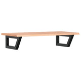 Basin Shelf Wall Mounted Steel and Solid Wood Oak - Front View
