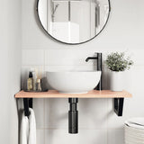 Basin Shelf Wall Mounted Steel and Solid Wood Oak - Side View