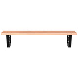 Basin Shelf Wall Mounted Steel and Solid Wood Oak - Top-Down View