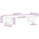 Basin Shelf Wall Mounted Steel and Solid Wood Oak - Extra Image