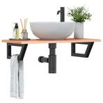 Basin Shelf Wall Mounted Steel and Solid Wood Oak
