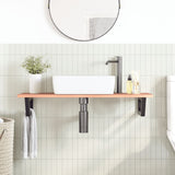 Basin Shelf Wall Mounted Steel and Solid Wood Oak - Side View
