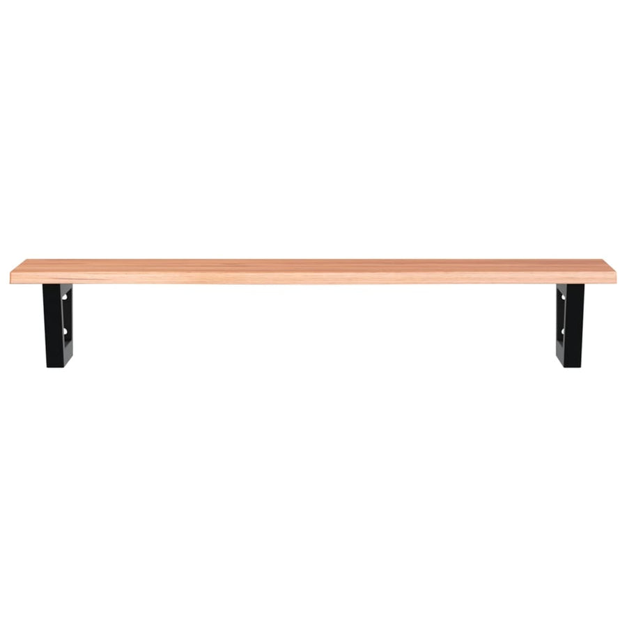 Basin Shelf Wall Mounted Steel and Solid Wood Oak