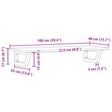 Basin Shelf Wall Mounted Steel and Solid Wood Oak - Extra Image