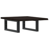Basin Shelf Wall Mounted Steel and Solid Wood Oak - Front View