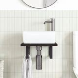 Basin Shelf Wall Mounted Steel and Solid Wood Oak - Side View
