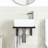 Basin Shelf Wall Mounted Steel and Solid Wood Oak