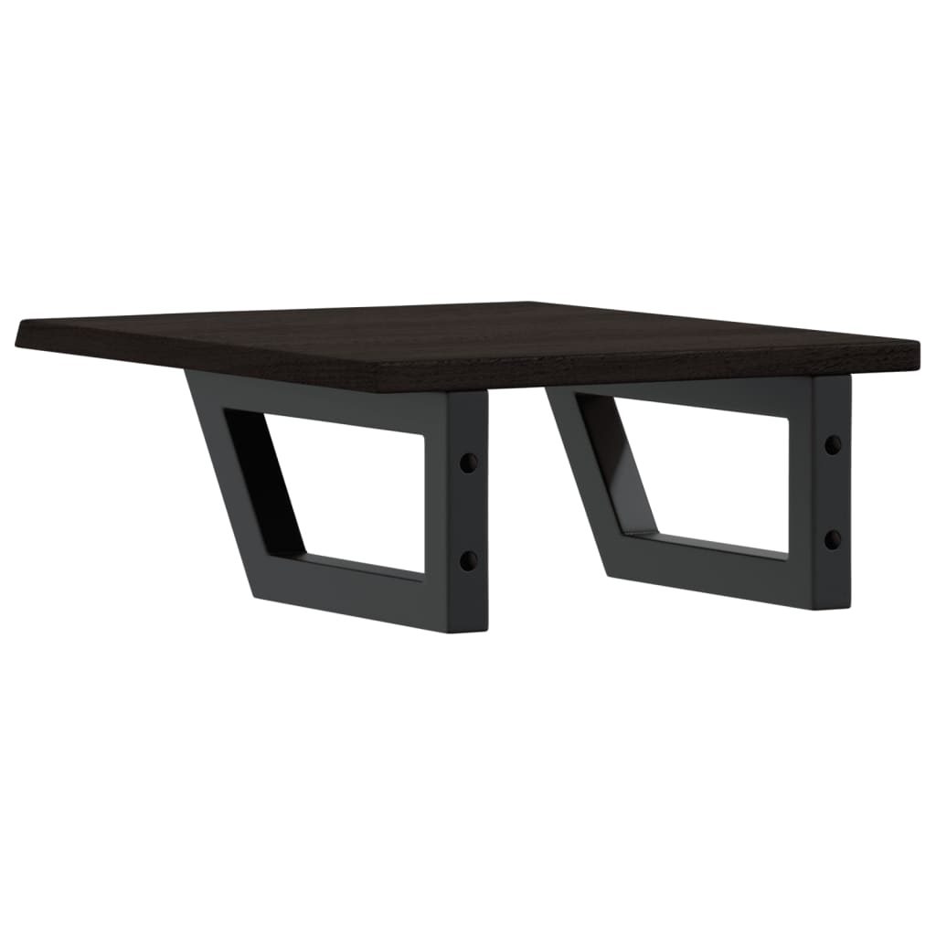 Basin Shelf Wall Mounted Steel and Solid Wood Oak