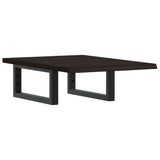 Basin Shelf Wall Mounted Steel and Solid Wood Oak - Front View