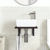 Basin Shelf Wall Mounted Steel and Solid Wood Oak - Side View