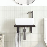 Basin Shelf Wall Mounted Steel and Solid Wood Oak - Side View