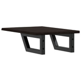 Basin Shelf Wall Mounted Steel and Solid Wood Oak - Rear View