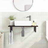 Basin Shelf Wall Mounted Steel and Solid Wood Oak - Side View