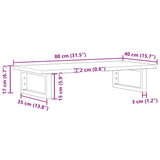 Basin Shelf Wall Mounted Steel and Solid Wood Oak