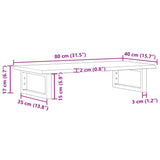 Basin Shelf Wall Mounted Steel and Solid Wood Oak - Extra Image