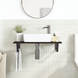 Basin Shelf Wall Mounted Steel and Solid Wood Oak - Side View