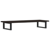 Basin Shelf Wall Mounted Steel and Solid Wood Oak - Front View
