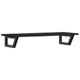 Basin Shelf Wall Mounted Steel and Solid Wood Oak - Front View