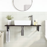 Basin Shelf Wall Mounted Steel and Solid Wood Oak - Side View