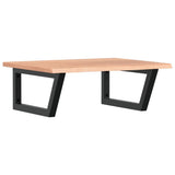 Basin Shelf Wall Mounted Steel and Solid Wood Oak - Front View