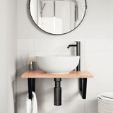 Basin Shelf Wall Mounted Steel and Solid Wood Oak - Side View