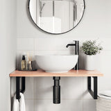 Basin Shelf Wall Mounted Steel and Solid Wood Oak - Side View