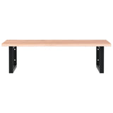 Basin Shelf Wall Mounted Steel and Solid Wood Oak - Top-Down View